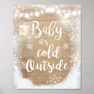 Poster Placa de Natal Bebê Está Frio Lá Fora Decoração de