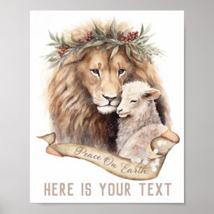 Poster Placa de Natal Leão e Cordeiro