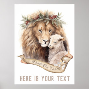 Poster Placa de Natal Leão e Cordeiro