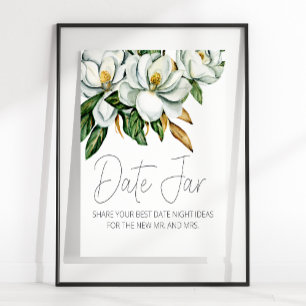 Poster Placa de Noite de Encontro Floral Magnólia Branca