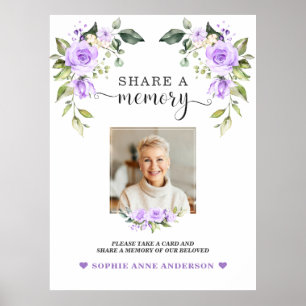 Poster Placa de Parede Funeral Flores Roxas Compartilhe u