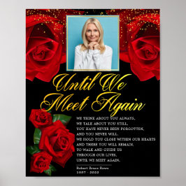 Poster Placa de poema fúnebre de rosas turcas vermelhas e
