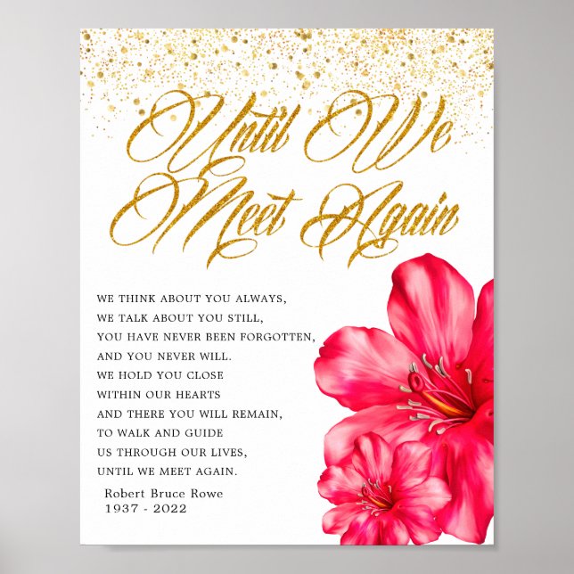 Poster Placa de Poema Funeral Memorial Floral Elegante (Frente)