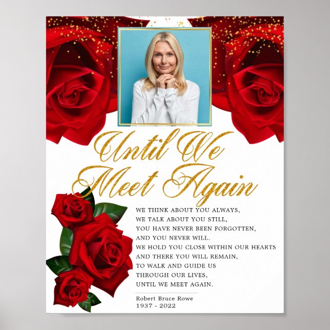 Poster Placa de Poema Funerário de Rosas Turcas Vermelhas (Frente)
