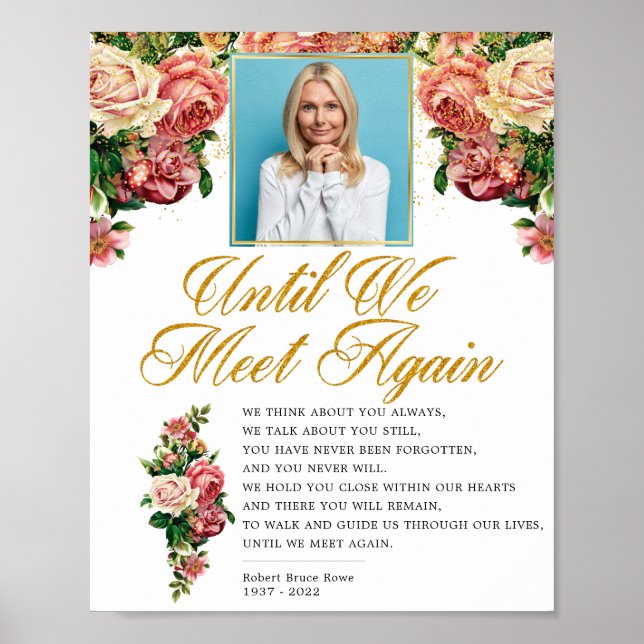 Poster Placa de poema memorial funeral rosas elegantes (Frente)