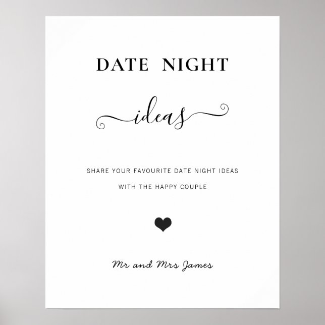Poster Placa de Pote de Noite de Encontro Casamento Moder (Frente)