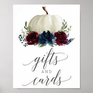 Poster Placa de Presentes e Cartões Burgundy Navy Pumpkin