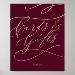 Poster Placa de Presentes e Cartões de Caligrafia Românti
