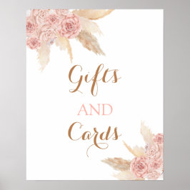 Poster Placa de presentes e cartões de casamento Boho Chi