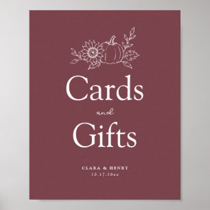 Poster Placa de Presentes e Cartões de Casamento com Abób