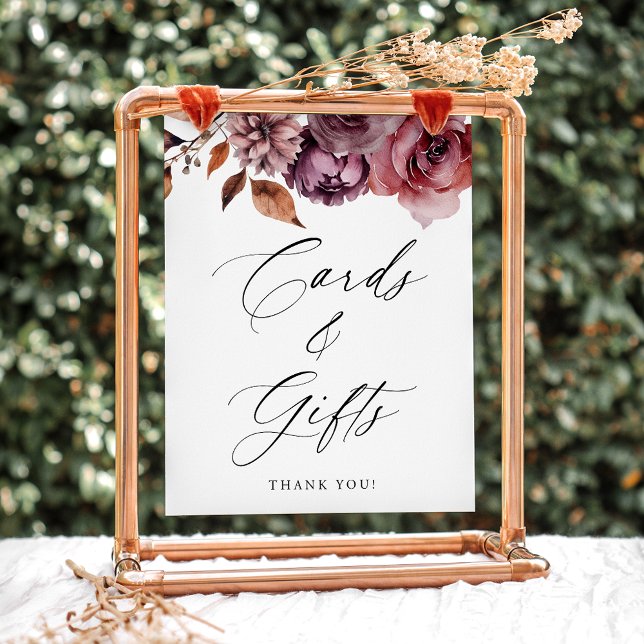 Poster Placa de Presentes e Cartões de Casamento Floral d (Criador carregado)