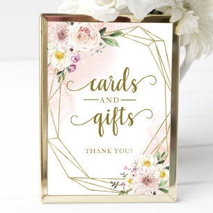 Poster Placa de Presentes e Cartões Geométricos Florais R