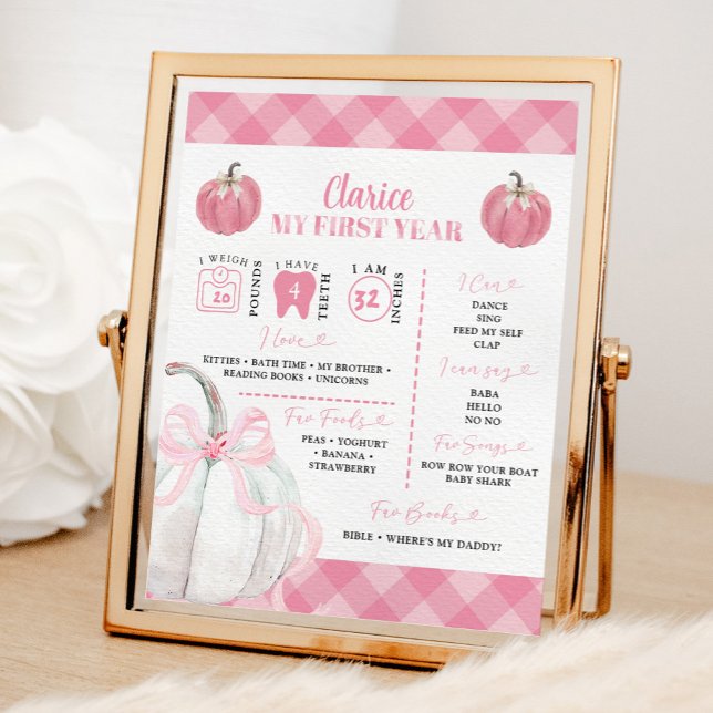 Poster Placa de Primeiro Aniversário da Menina Abóbora Ro (Criador carregado)