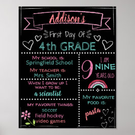Poster Placa de primeiro dia de aula personalizável para 