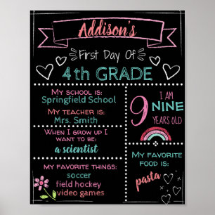 Poster Placa de primeiro dia de aula personalizável para 