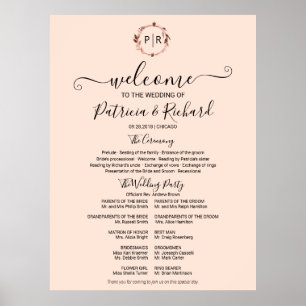 Poster Placa de Programa da Cerimônia de Casamento com Mo