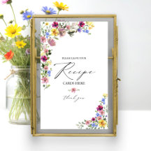 Placa de Receita de Chuveiro de Noiva Boho Wildflo