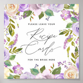 Poster Placa de Receita em Letra de Caligrafia com Florai