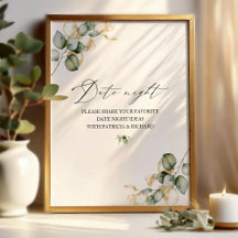 Placa de Receita para Chá de Noiva com Folhagens