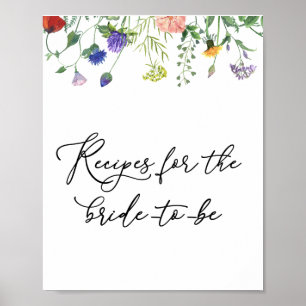 Poster Placa de Receitas de Flor Silvestre e Abelhas Zumb