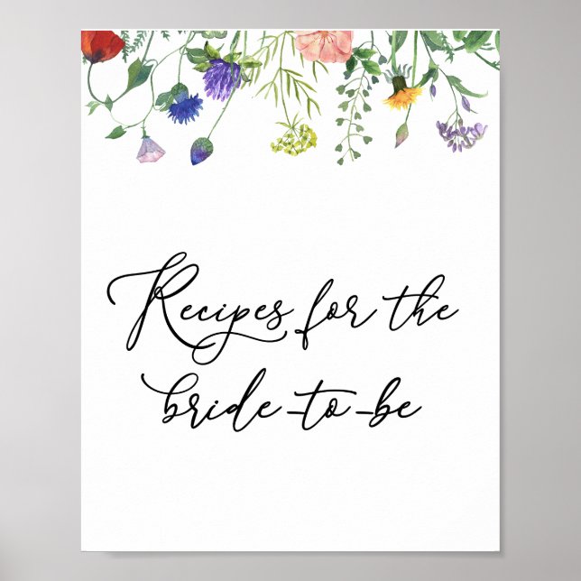 Poster Placa de Receitas de Flor Silvestre e Abelhas Zumb (Frente)