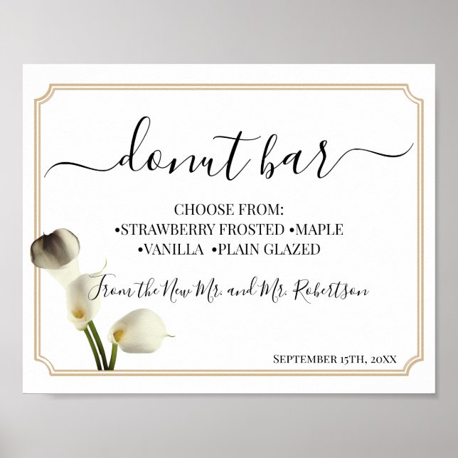 Poster Placa de Recepção de Casamento com Mesa de Doçuras (Frente)