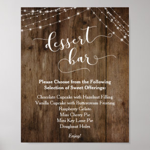 Poster Placa de Recepção de Casamento do Bar de Sobremesa