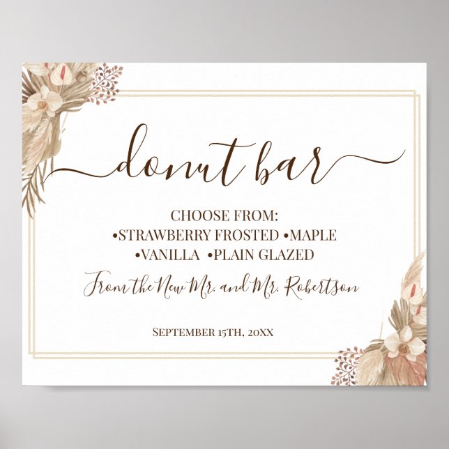 Poster Placa de Recepção de Casamento Mesa de Doces Barra (Frente)