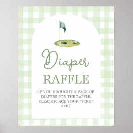 Poster Placa de rifa de fraldas para chá de bebê de golfe