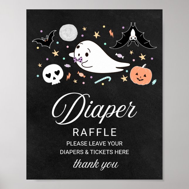 Poster Placa de rifa de fraldas para chá de bebê de Hallo (Frente)