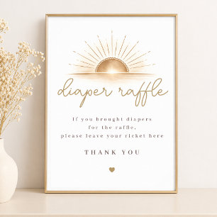 Poster Placa de Rifas de Fraldas para Chás de Bebê Boho C