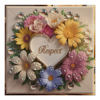 Pôster Placa de Saudação 3D Luxuriosa com Design Floral