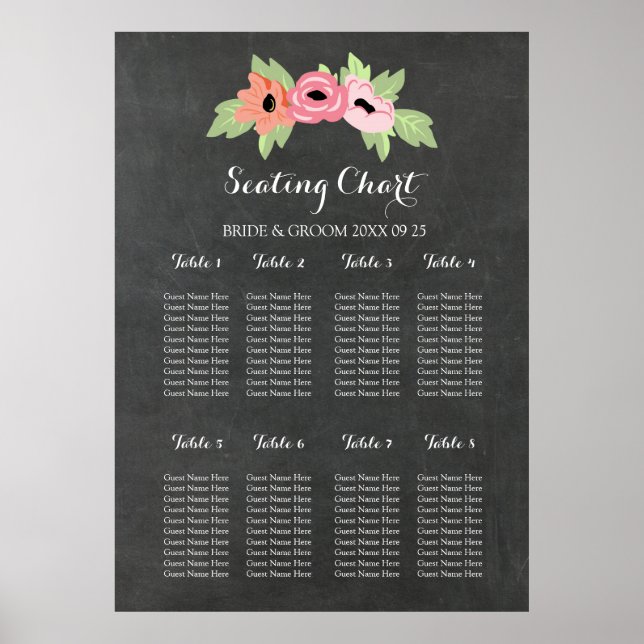 Pôster Placa de segurança 8 Mesas Qualkboard cor-de-rosa (Frente)