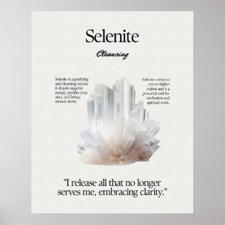 Poster Placa de Significado de Cristal de Pedra Selenita