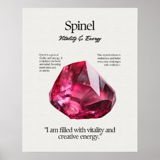 Poster Placa de Significado de Cristal Gem Spinel