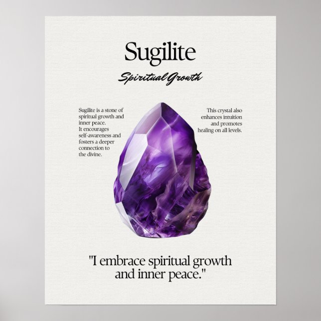 Poster Placa de Significado de Cristal Gem Sugilite (Frente)