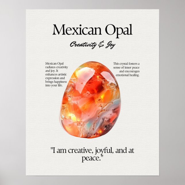 Poster Placa de Significado de Cristal Opal Gem Mexicano (Frente)