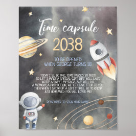 Poster Placa de Sinal de Cápsula do Espaço Astronauta