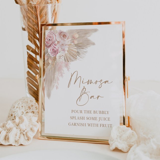 Poster Placa de Sinalização de Boho Blush Pampas Floral M (Criador carregado)