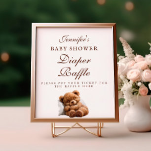 Poster Placa de Sorteio de Fraldas de Urso de Pelúcia Ado