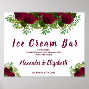 Poster Placa de Sorveteria para Chá de Noiva Casamento Fl