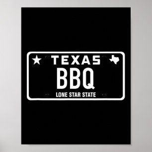 Poster Placa de Texas Bbq Comida Carne Tx Austin Presente