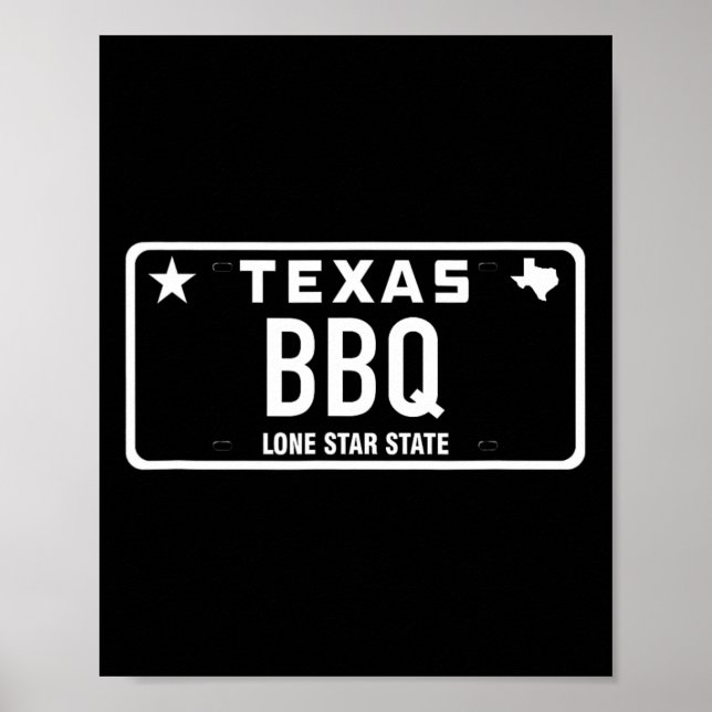 Poster Placa de Texas Bbq Comida Carne Tx Austin Presente (Frente)