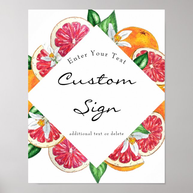 Poster Placa de texto personalizado Citrus (Frente)