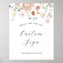 Placa de texto personalizado com flores cor-de-ros