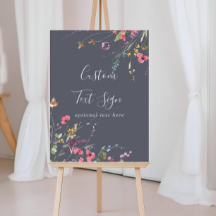 Poster Placa de texto personalizado com flores silvestres