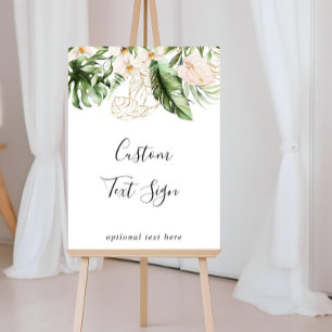 Poster Placa de texto personalizado com folhagem floral t