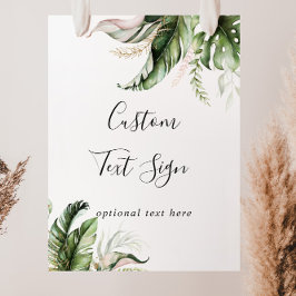 Poster Placa de texto personalizado com folhagem tropical
