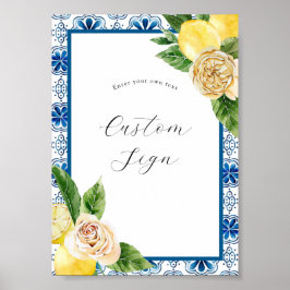 Poster Placa de texto personalizado de limão