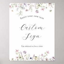 Poster Placa de Texto Personalizado Flor Silvestre Roxa D